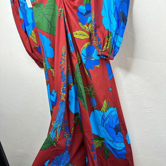 NWT Anthropologie Farm Rio Long Sleeve Floral V Neck Cut Out Midi Dress XXS - Picture 7 of 16